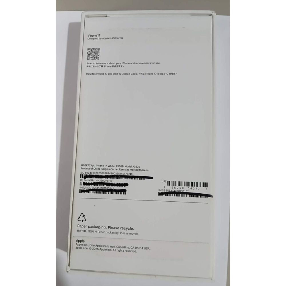 Apple iPhone 17 White 5G - 256GB - Used